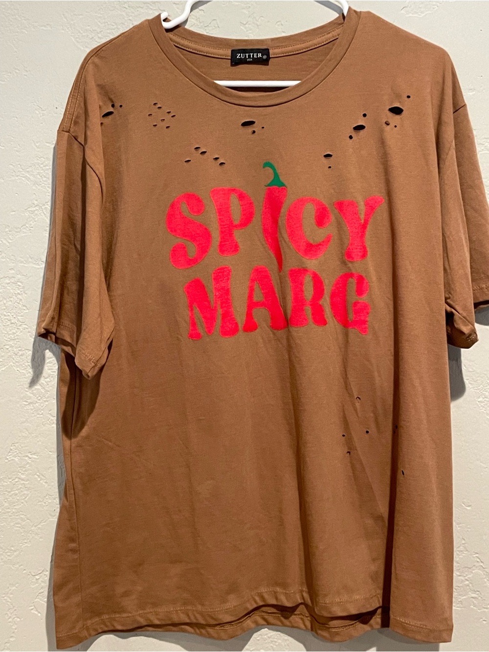 “Spicy Marg' Distressed Graphic Tee- Womens oversized Large NWOT